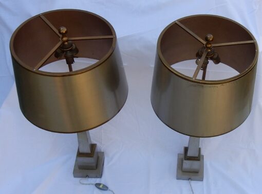 1950/70 Pair Of Lamps In Brass And Bronze Obelisks Silver And Gold Signed Charles - Image 13