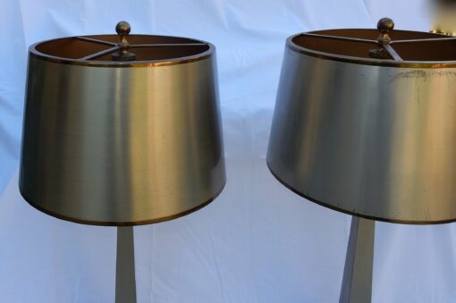 1950/70 Pair Of Lamps In Brass And Bronze Obelisks Silver And Gold Signed Charles - Image 14