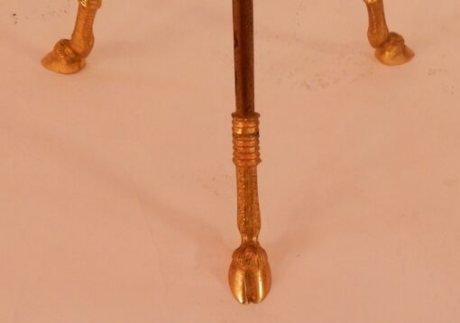 1950/70' Guéridon Tripode En Bronze Doré Décor N 3 Maison Charles Orné De Têtes De Boucs Diamètre 35 Cm(réservé) – Image 7
