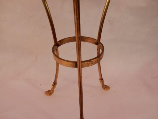1950/70' Guéridon Tripode En Bronze Doré Décor N 3 Maison Charles Orné De Têtes De Boucs Diamètre 35 Cm(réservé) – Image 5