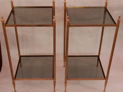 1970' Pair Of Shelves Or Harnesses In 2 Levels Maison Baguès Glass Trays
