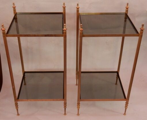 1970' Pair Of Shelves Or Harnesses In 2 Levels Maison Baguès Glass Trays
