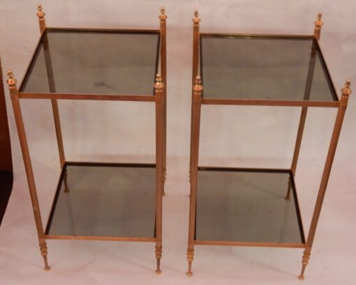 1970' Pair Of Shelves Or Harnesses In 2 Levels Maison Baguès Glass Trays - Image 2