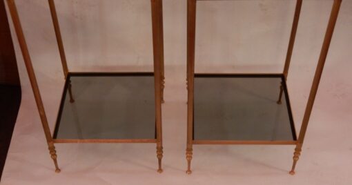 1970' Pair Of Shelves Or Harnesses In 2 Levels Maison Baguès Glass Trays - Image 3