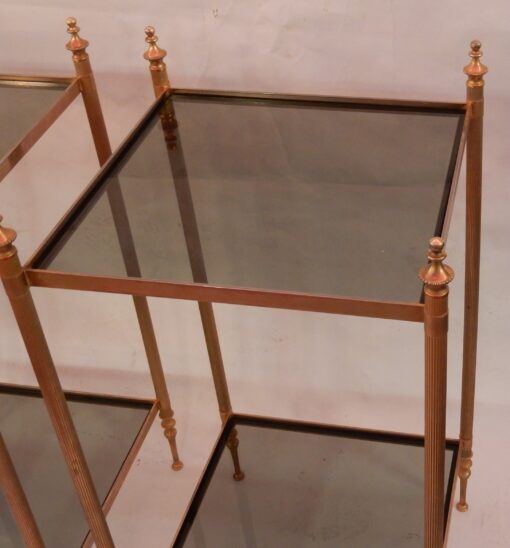1970' Pair Of Shelves Or Harnesses In 2 Levels Maison Baguès Glass Trays - Image 4