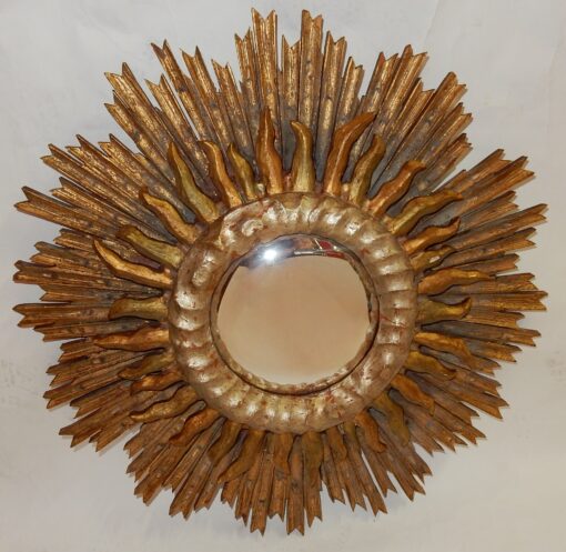 11950 'Convex Sun Mirror 2 Floors Golden And Silver Wood 63 Cm Diameter - Image 8