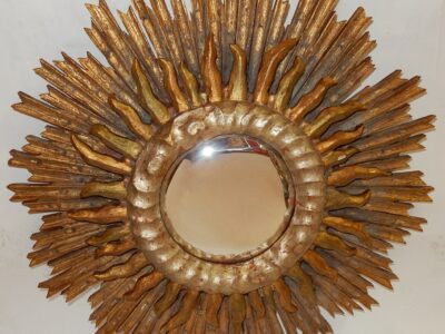 11950 'Convex Sun Mirror 2 Floors Golden And Silver Wood 63 Cm Diameter