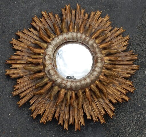 11950 'Convex Sun Mirror 2 Floors Golden And Silver Wood 63 Cm Diameter - Image 2