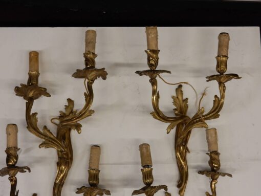 1970/80 Series Of 2 Pairs Of Sconces Dangling In Gilt Bronze Style LXV Signed Maison Baguès - Image 2