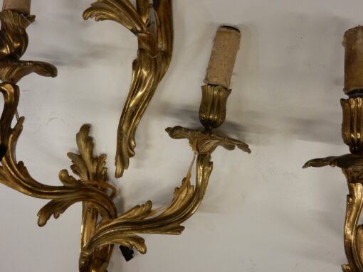 1970/80 Series Of 2 Pairs Of Sconces Dangling In Gilt Bronze Style LXV Signed Maison Baguès - Image 4