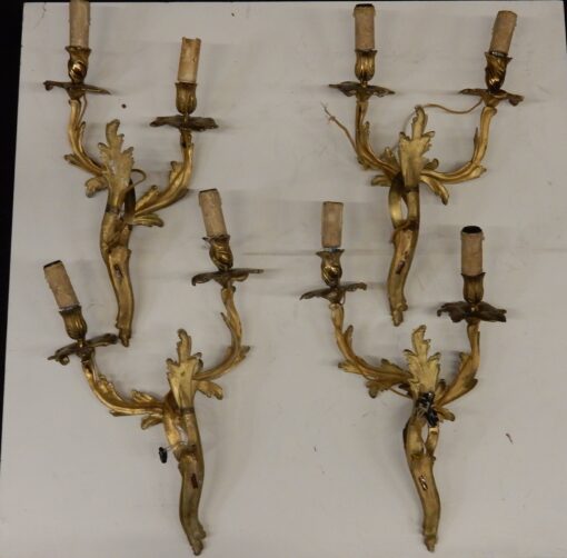 1970/80 Series Of 2 Pairs Of Sconces Dangling In Gilt Bronze Style LXV Signed Maison Baguès - Image 9
