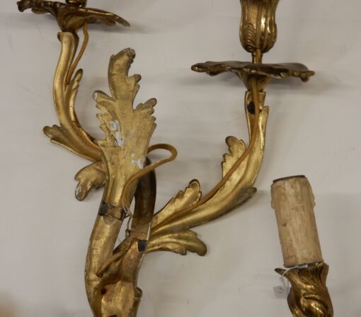 1970/80 Series Of 2 Pairs Of Sconces Dangling In Gilt Bronze Style LXV Signed Maison Baguès - Image 11