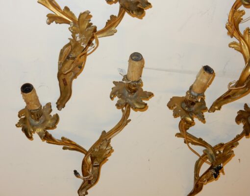 1970/80 Series Of 2 Pairs Of Sconces Dangling In Gilt Bronze Style LXV Signed Maison Baguès - Image 15