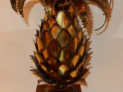 1970 'Pineapple Lamp In Brass And Oxidized Iron Maison Jansen H 50 Cm