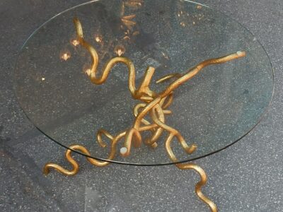 1970 'Wrought Iron Coffee Table With Interlacing in Taste of Agostini or Giacometti