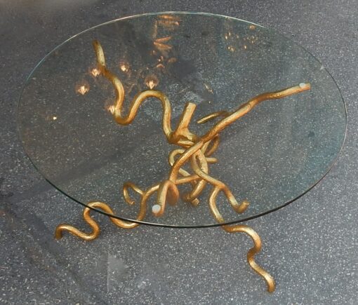 1970 'Wrought Iron Coffee Table With Interlacing in Taste of Agostini or Giacometti
