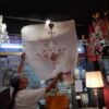 1950/70 Pair of Murano Chandeliers 5 Arms Natural Crystal and Pink Crystal - Image 5