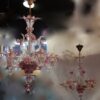 1950/70 Pair of Murano Chandeliers 5 Arms Natural Crystal and Pink Crystal - Image 8