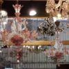 1950/70 Pair of Murano Chandeliers 5 Arms Natural Crystal and Pink Crystal - Image 10