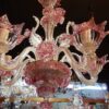 1950/70 Pair of Murano Chandeliers 5 Arms Natural Crystal and Pink Crystal - Image 12
