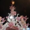 1950/70 Pair of Murano Chandeliers 5 Arms Natural Crystal and Pink Crystal - Image 13