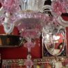 1950/70 Pair of Murano Chandeliers 5 Arms Natural Crystal and Pink Crystal - Image 20