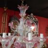 1950/70 Pair of Murano Chandeliers 5 Arms Natural Crystal and Pink Crystal - Image 21