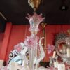 1950/70 Pair of Murano Chandeliers 5 Arms Natural Crystal and Pink Crystal - Image 22