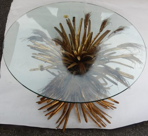 1970' Guéridon Ou Table Basse Gerbe De Blé Style YSL Métal Doré – Image 8