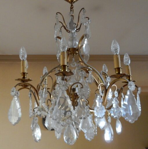 1950' Lustre Cage Style Louis XV A 8 Lumières Et Cristal Baccarat – Image 17