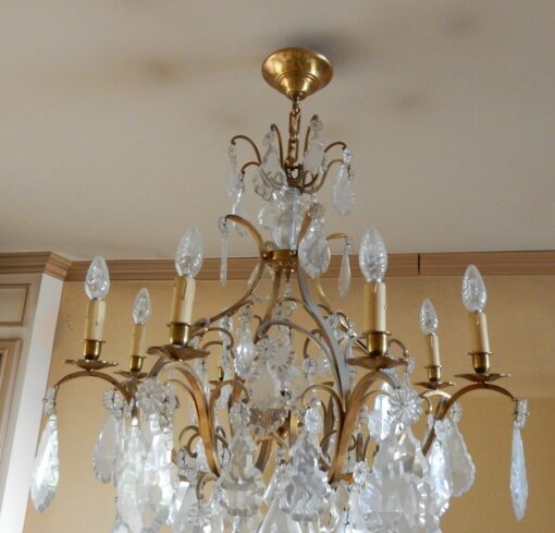 1950' Lustre Cage Style Louis XV A 8 Lumières Et Cristal Baccarat – Image 16