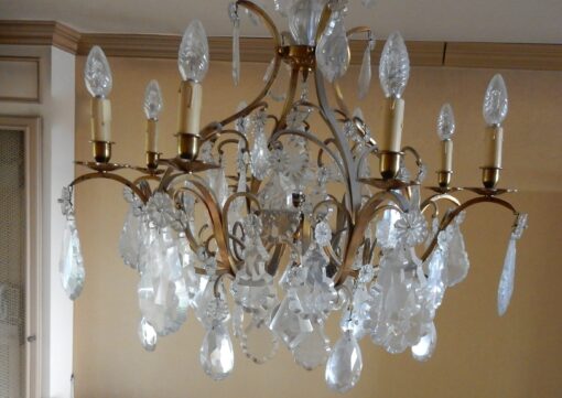 1950' Lustre Cage Style Louis XV A 8 Lumières Et Cristal Baccarat – Image 15