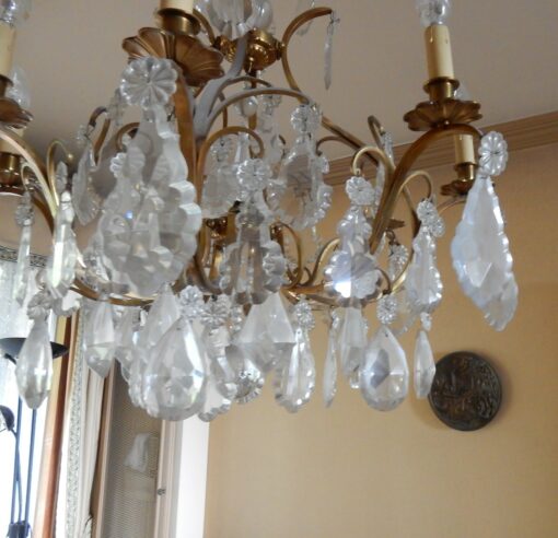 1950' Lustre Cage Style Louis XV A 8 Lumières Et Cristal Baccarat – Image 14
