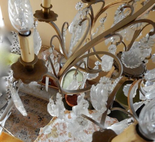 1950' Lustre Cage Style Louis XV A 8 Lumières Et Cristal Baccarat – Image 13