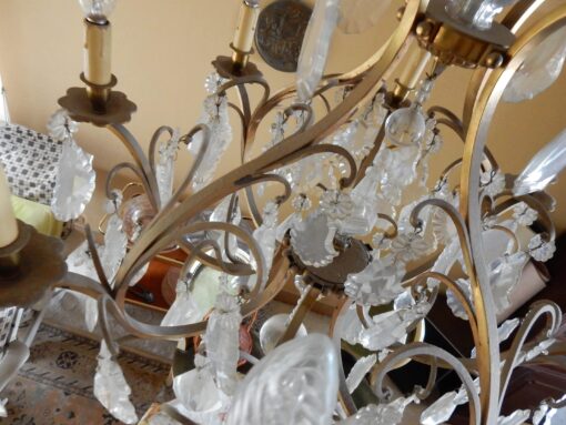 1950' Lustre Cage Style Louis XV A 8 Lumières Et Cristal Baccarat – Image 11