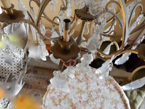 1950' Lustre Cage Style Louis XV A 8 Lumières Et Cristal Baccarat – Image 10