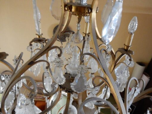 1950' Lustre Cage Style Louis XV A 8 Lumières Et Cristal Baccarat – Image 9