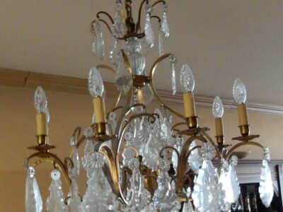1950 'Cage Chandelier In The Style Of Louis 15 With 8 Lights And Baccarat Crystal