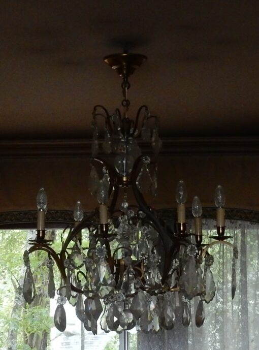 1950' Lustre Cage Style Louis XV A 8 Lumières Et Cristal Baccarat – Image 6