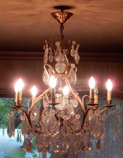 1950' Lustre Cage Style Louis XV A 8 Lumières Et Cristal Baccarat – Image 5