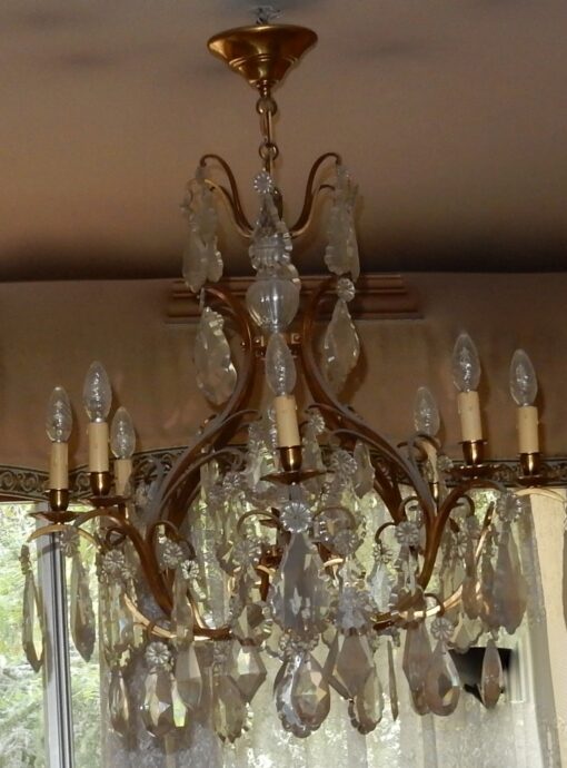 1950' Lustre Cage Style Louis XV A 8 Lumières Et Cristal Baccarat – Image 3