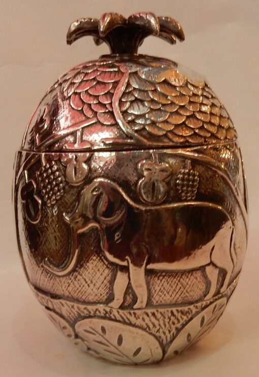 1950/70 Ice Bucket Pineapple Shape Animal Decor Silver Metal - Image 11