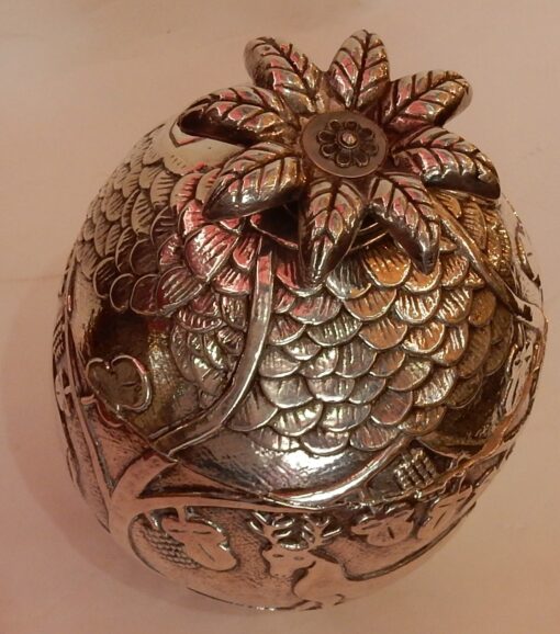 1950/70 Ice Bucket Pineapple Shape Animal Decor Silver Metal - Image 8