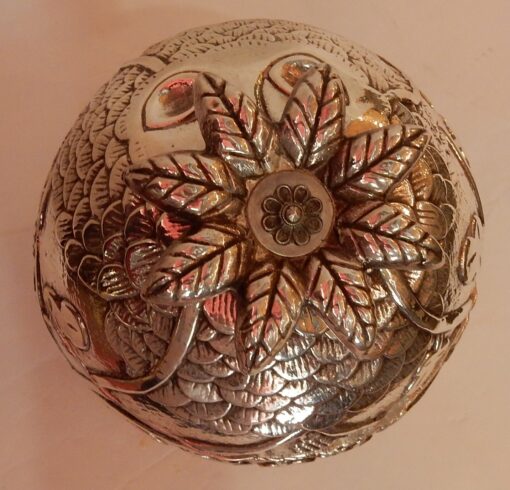 1950/70 Ice Bucket Pineapple Shape Animal Decor Silver Metal - Image 6