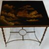 1950/70 Table With Tray Chinese Lacquer Maison Jansen Bronze Decor Palm Tree