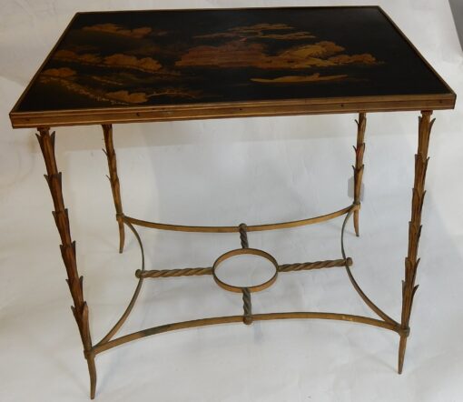 1950/70 Table Plateau Laque de Chine Maison Jansen En Bronze Décor Palmier – Image 6