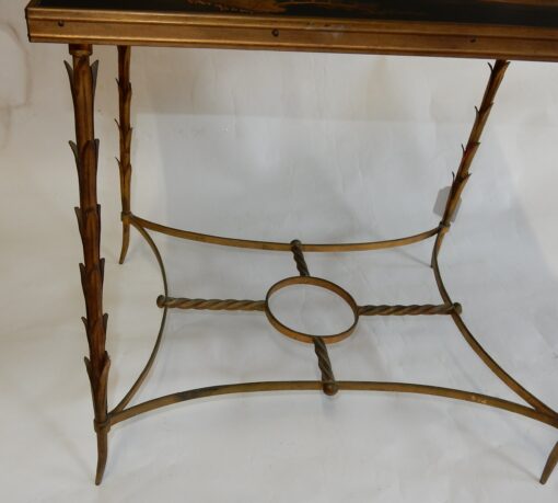 1950/70 Table Plateau Laque de Chine Maison Jansen En Bronze Décor Palmier – Image 5