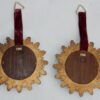 1970′ Paire De Miroirs Convexes Soleils En Résine Dorée – Image 2