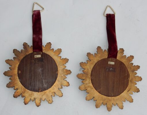1970 ' Pair Of Convex Mirrors Sunburst In Golden Resin - Image 2