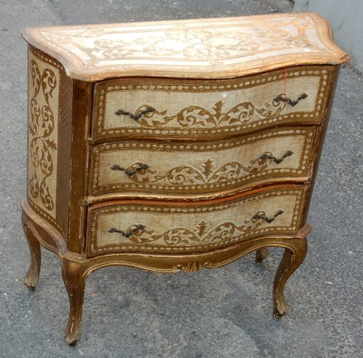 1970' Commode Arbalète 3 Tiroirs Bois Doré Style Renaissance Italienne 79 X 34 X H 79 – Image 2
